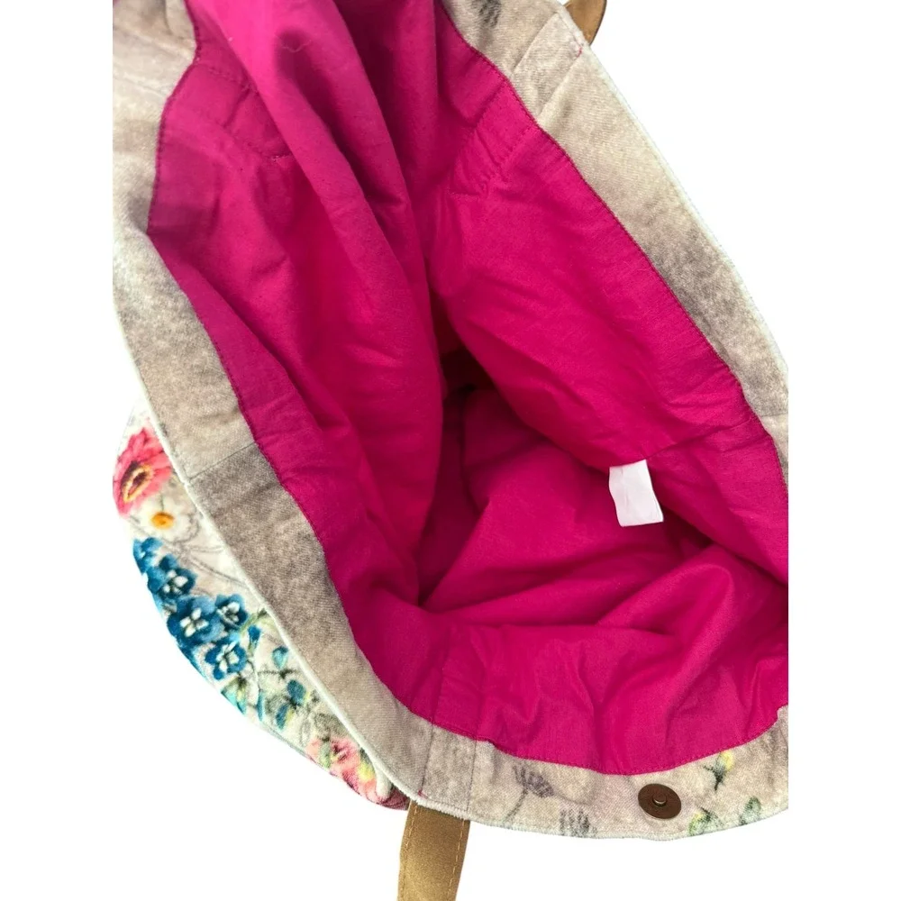 Wildflower Floral Velvet‎ Cotton Tote Bag Multicolor Garden Print RN 96998 India